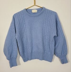 Bogner Angora Lambswool Blue‎ Cable Knit Sweater Womens Size Medium